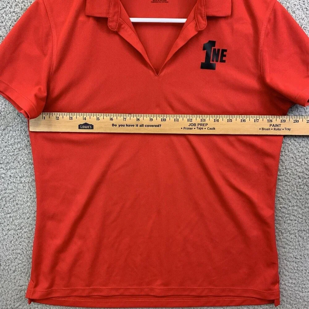 Nike 1NE Logo‎ Mens Polo Polyster Shirt Red Sz Large Short Sleeve
